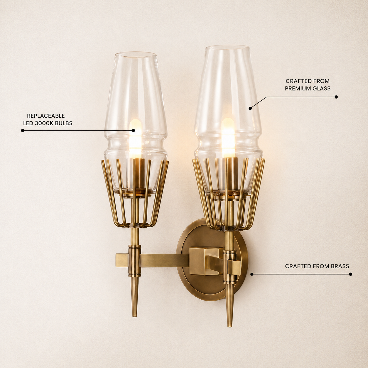 Astoria Glass 2 Light Wall Sconce