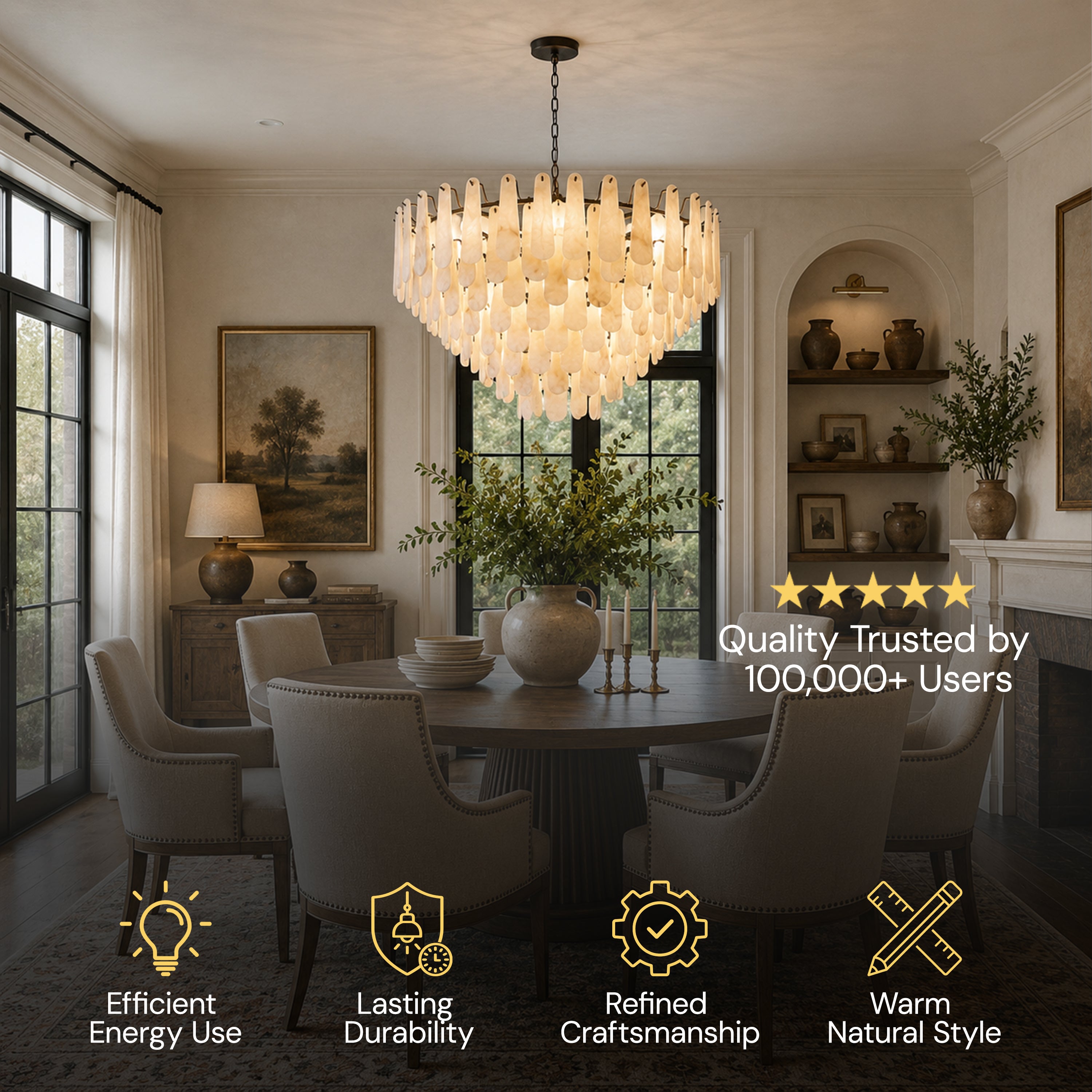 Caldera Alabaster Custom Round Chandelier 48"D 58"D