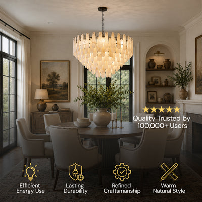 Caldera Alabaster Custom Round Chandelier 48"D 58"D