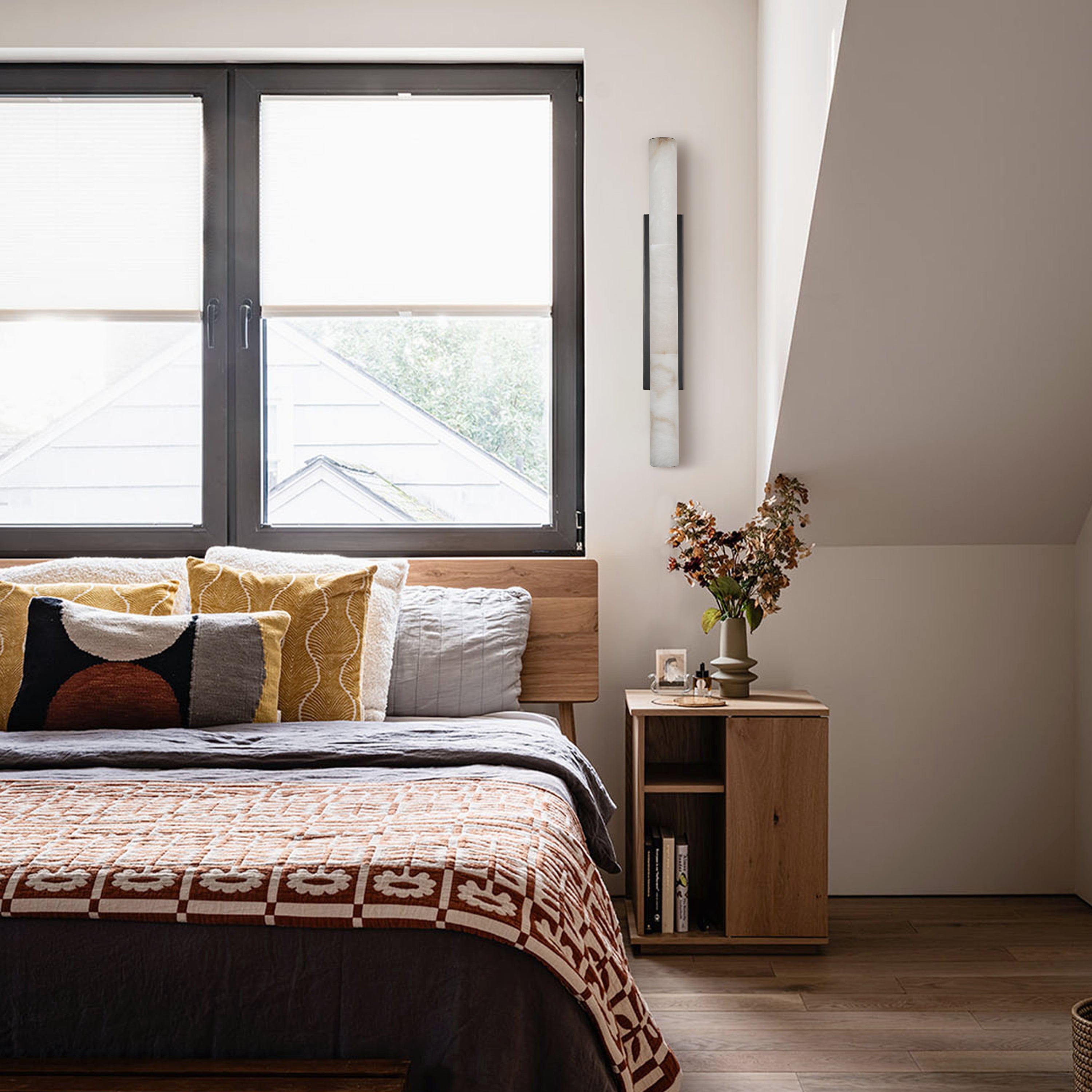 Sylvia Palladian Alabaster Wall Sconce 91cm H