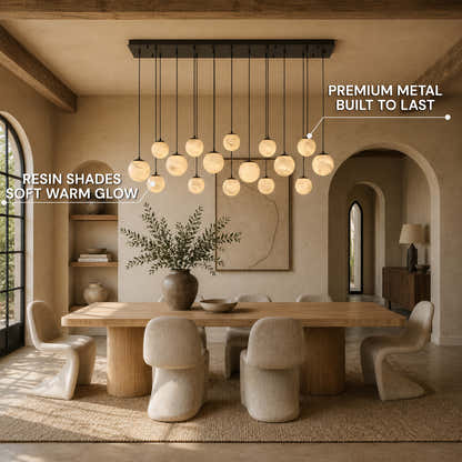 Elviora Resin Alabaster Globe Rectangular Chandelier