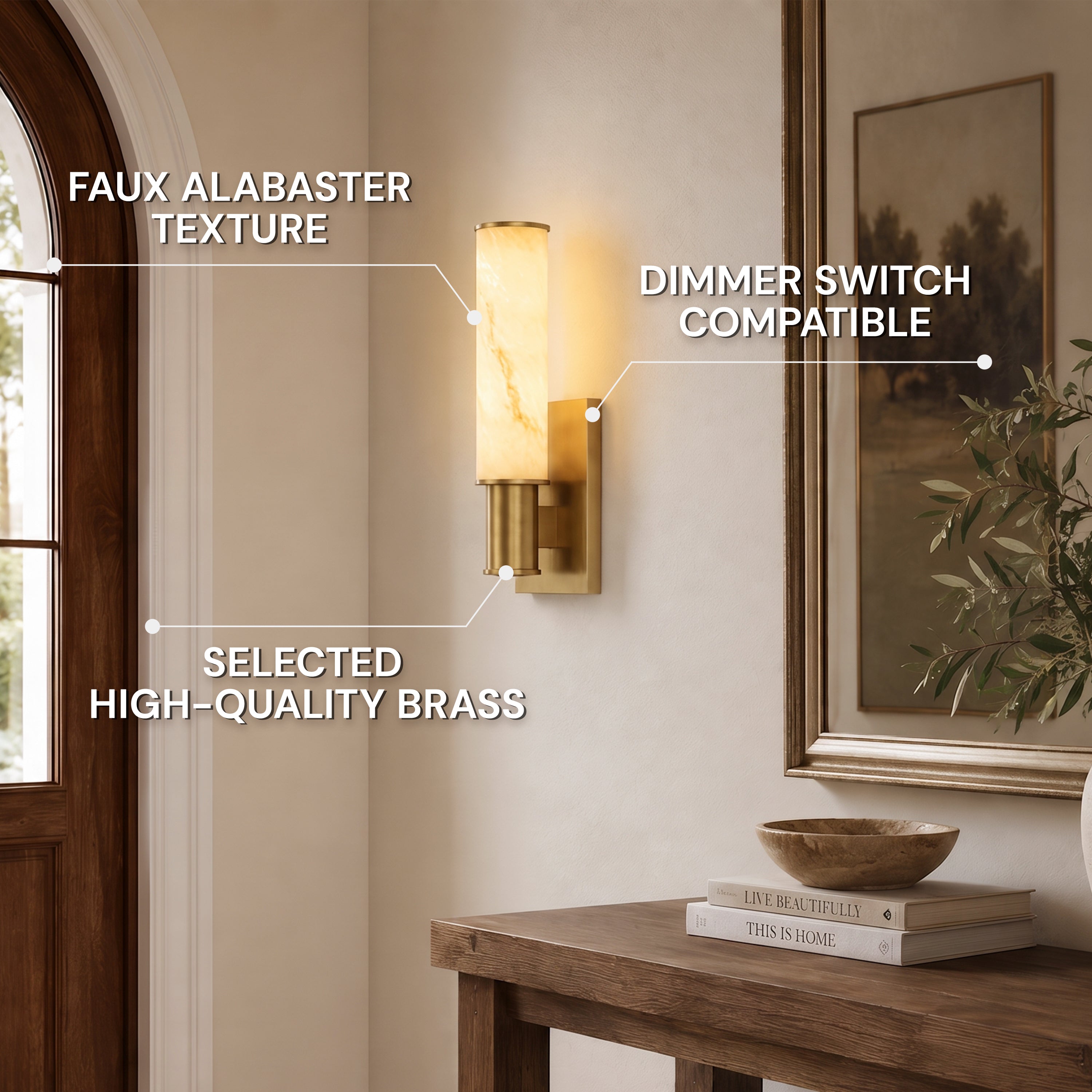 Nuvarelle Resin Single Cylinder Wall Sconce 14.2"H