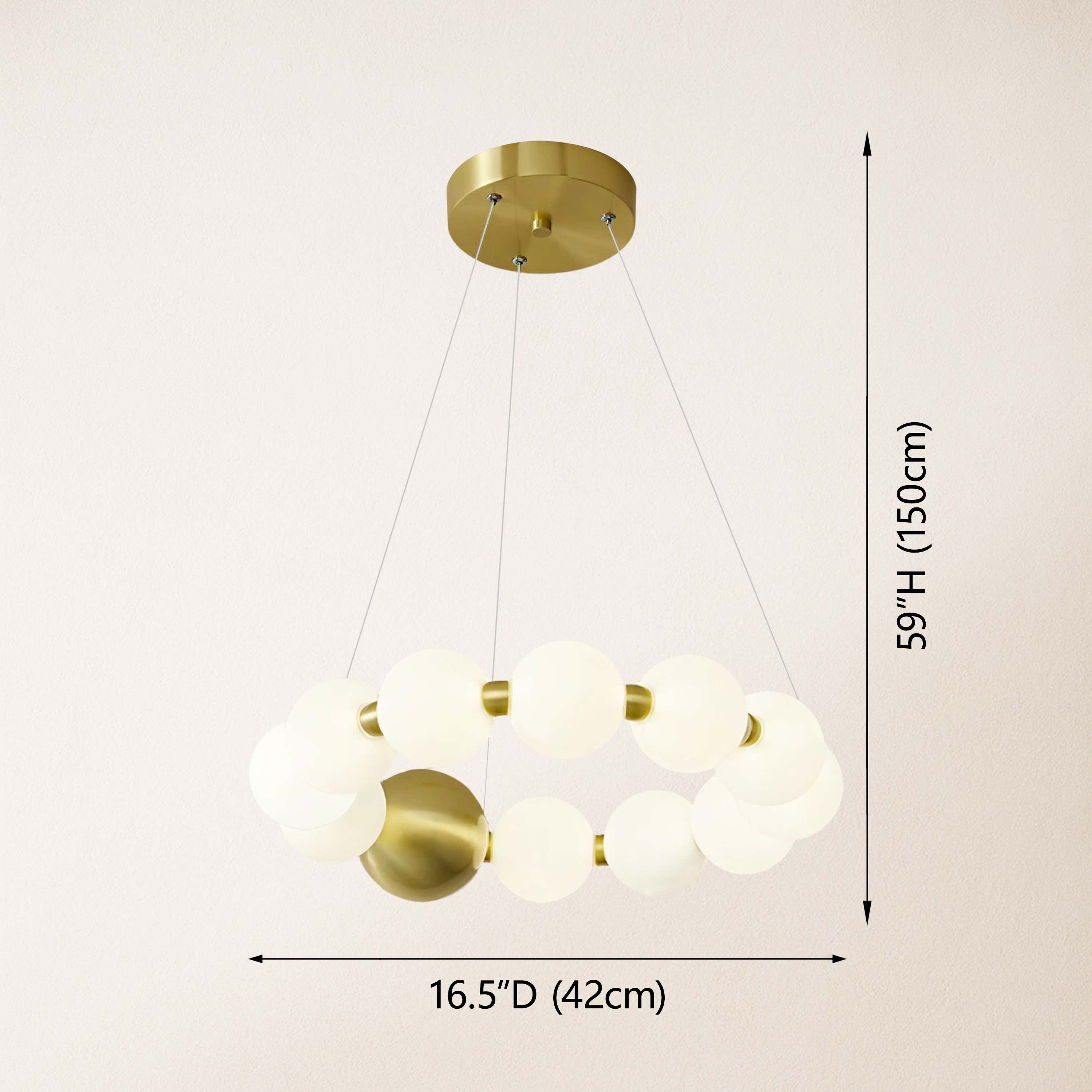 Velora Pearl Bead Round Chandelier 42cm D