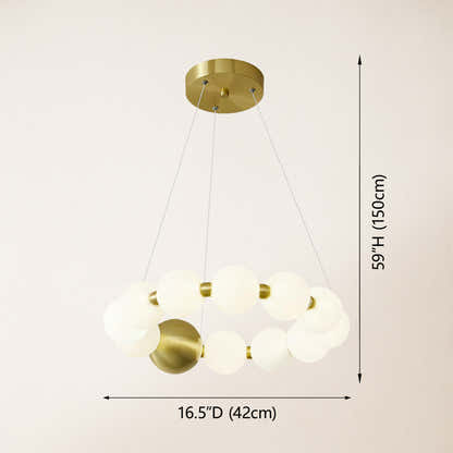 Velora Pearl Bead Round Chandelier 42cm D