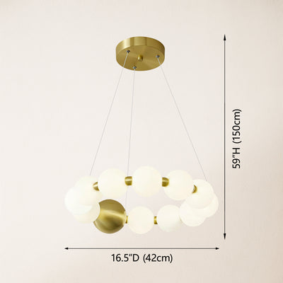 Velora Pearl Bead Round Chandelier 42cm D