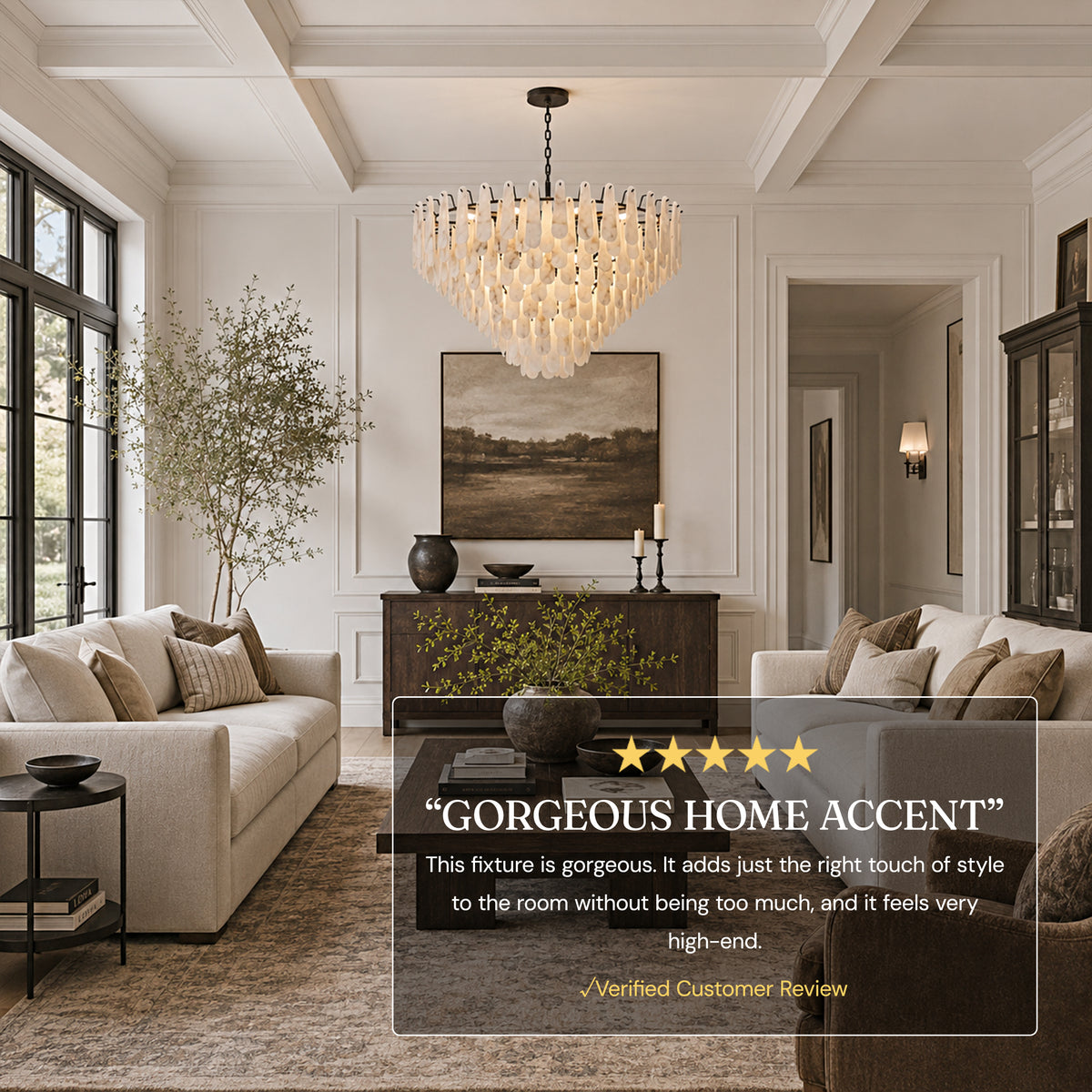 Caldera Alabaster Custom Round Chandelier 48"D 58"D