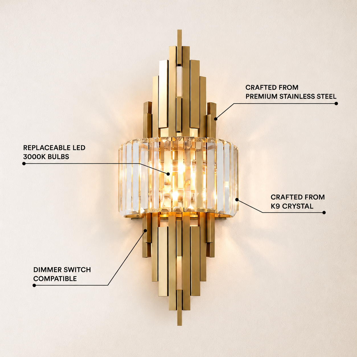 Solvoria Crystal Stepped Column Wall Sconce