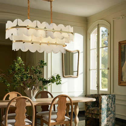 Cloudscape Alabaster 2-Tier Brass Chandelier 100cm