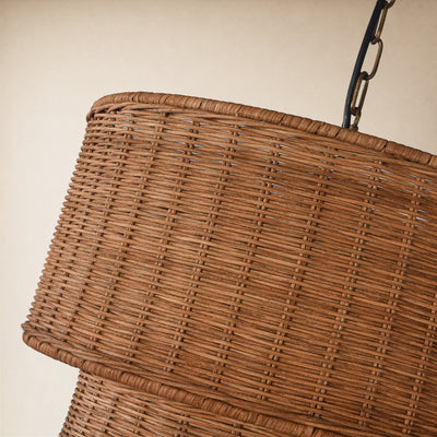 Cavana Rattan Tiered Round Pendant 16.1"D