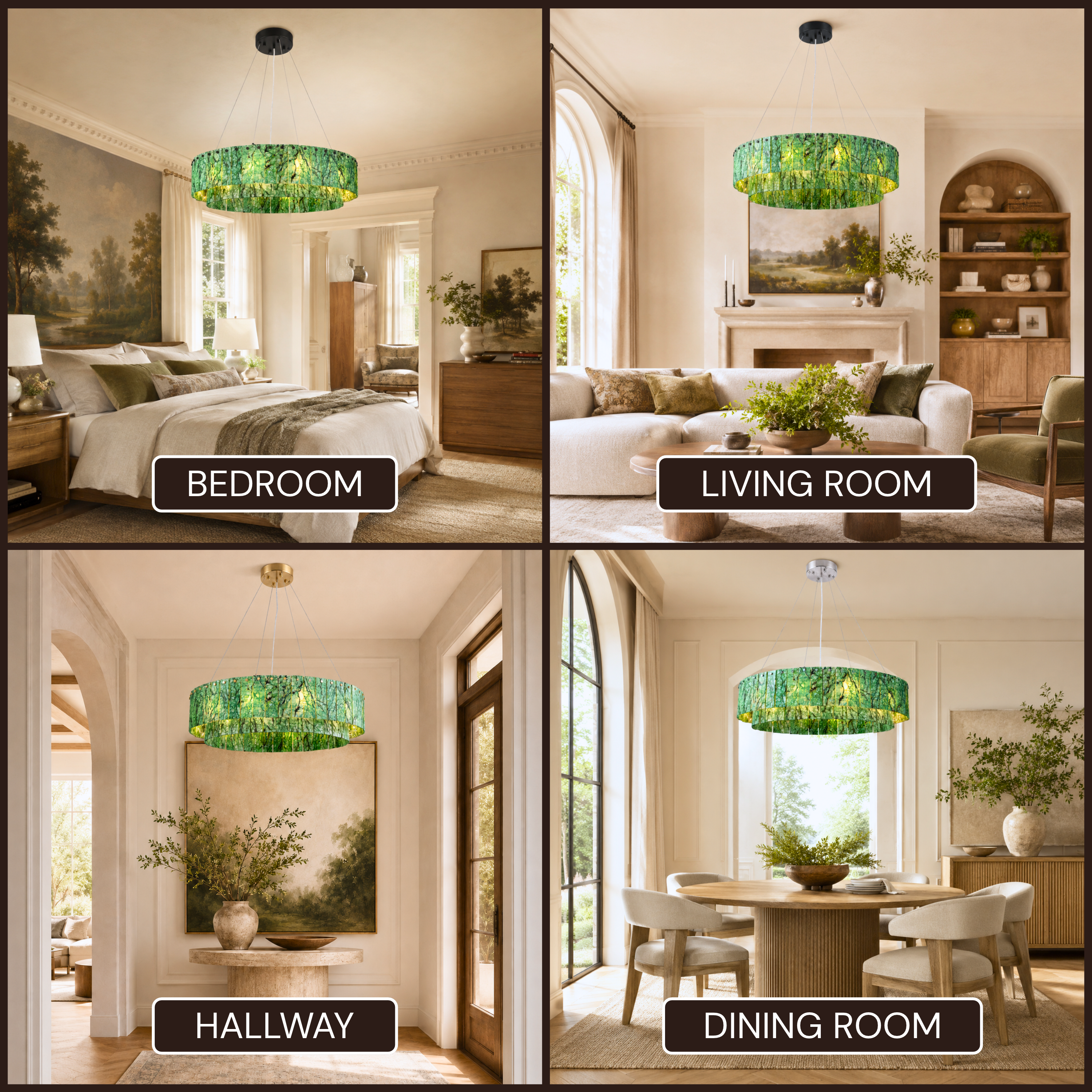 Pietra Verde Stone Tiered Round Chandelier 31.4"D
