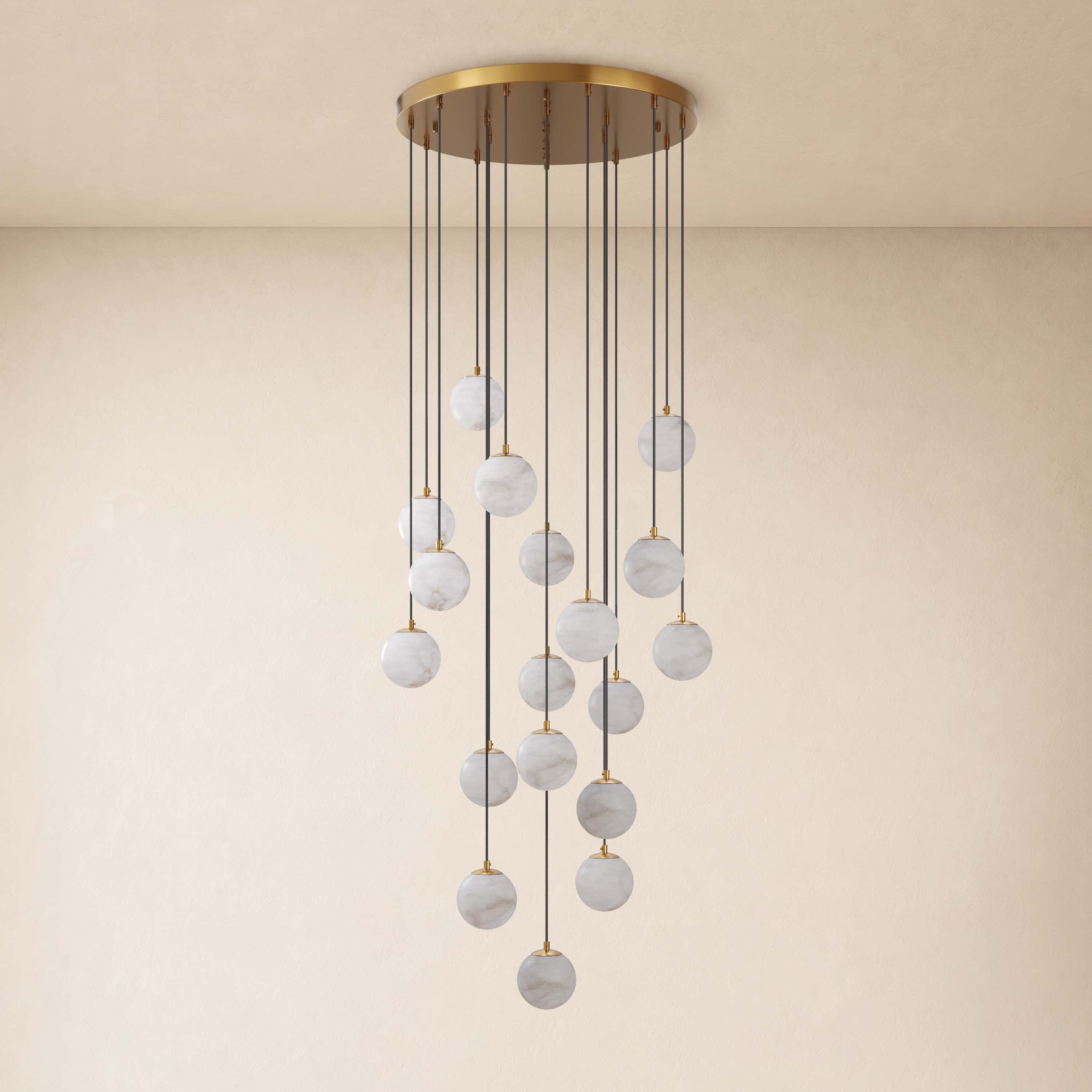 Solindra Resin Alabaster Texture Globe Cascade Chandelier