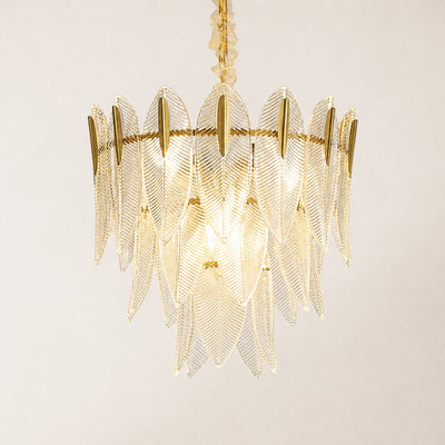 Marilyn Glass Feathers Round Chandelier