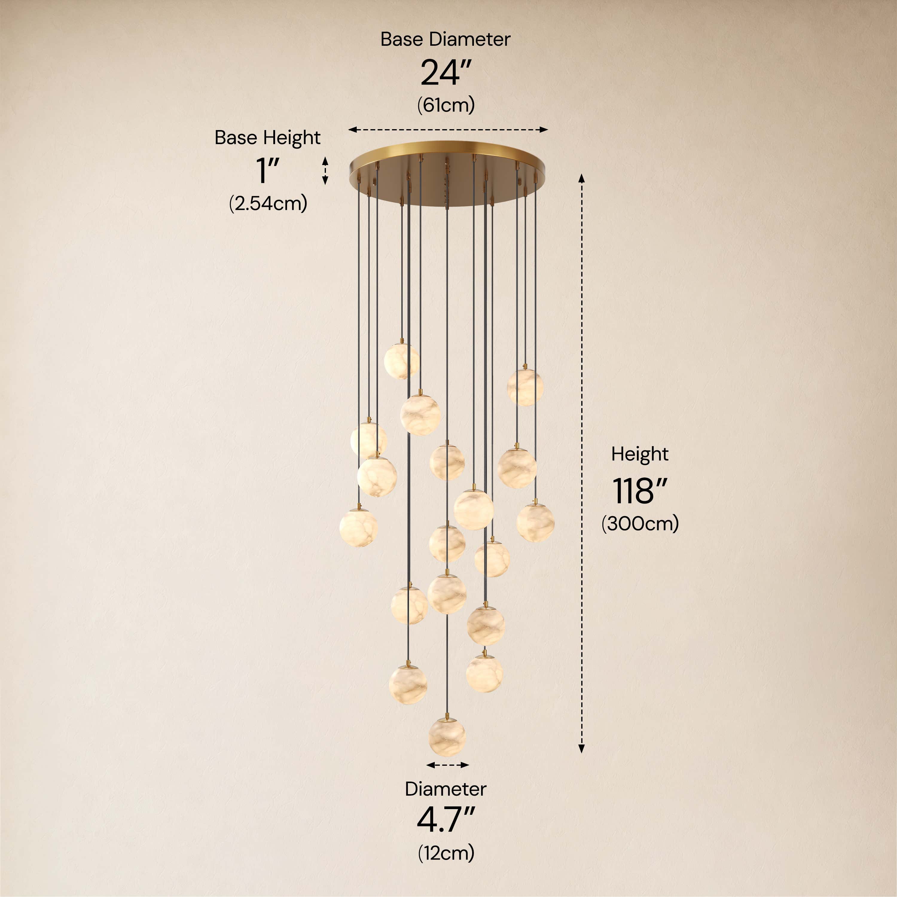 Solindra Resin Alabaster Texture Globe Cascade Chandelier