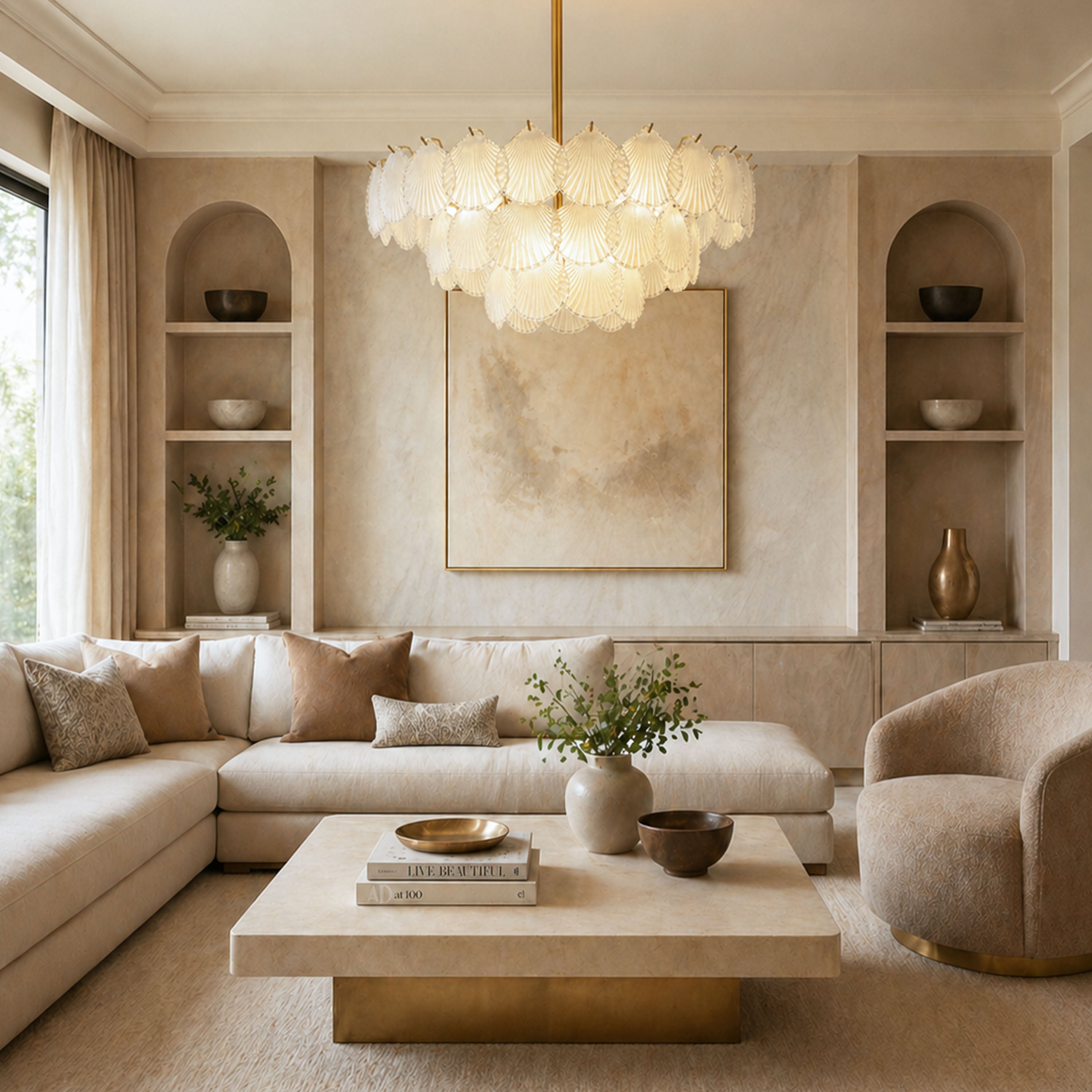 Marivelle Luxury Shell Glass Chandelier