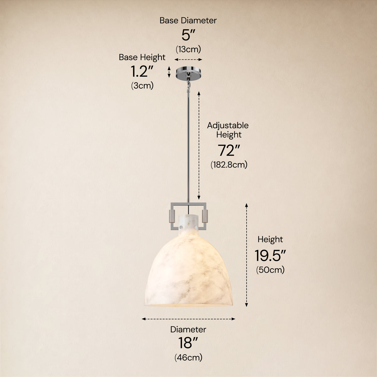 Lioren Resin Dome Pendant Light 18"D