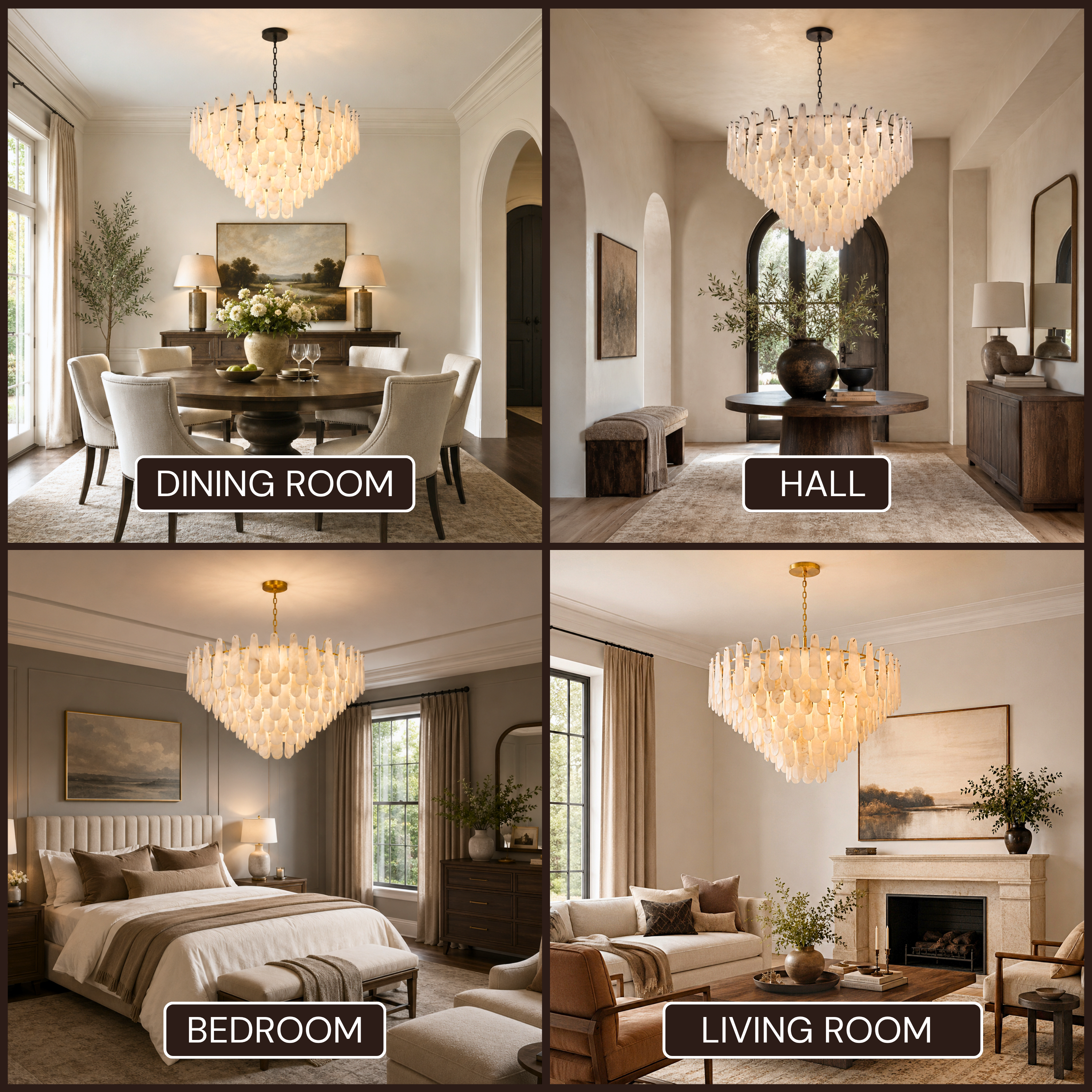 Caldera Alabaster Custom Round Chandelier 48"D 58"D