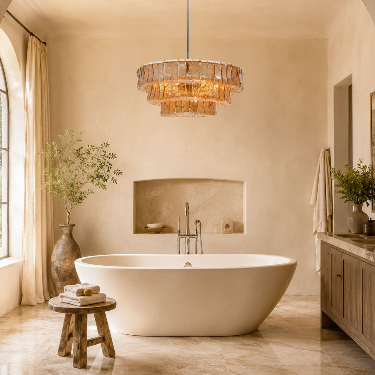 Ondalia Art Glass Round Chandelier