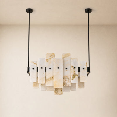 Pietra White Marble Panel Chandelier 27.5"W