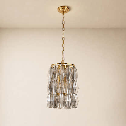 Celestial Drop Glass Cylinder Chandelier 11.8"D