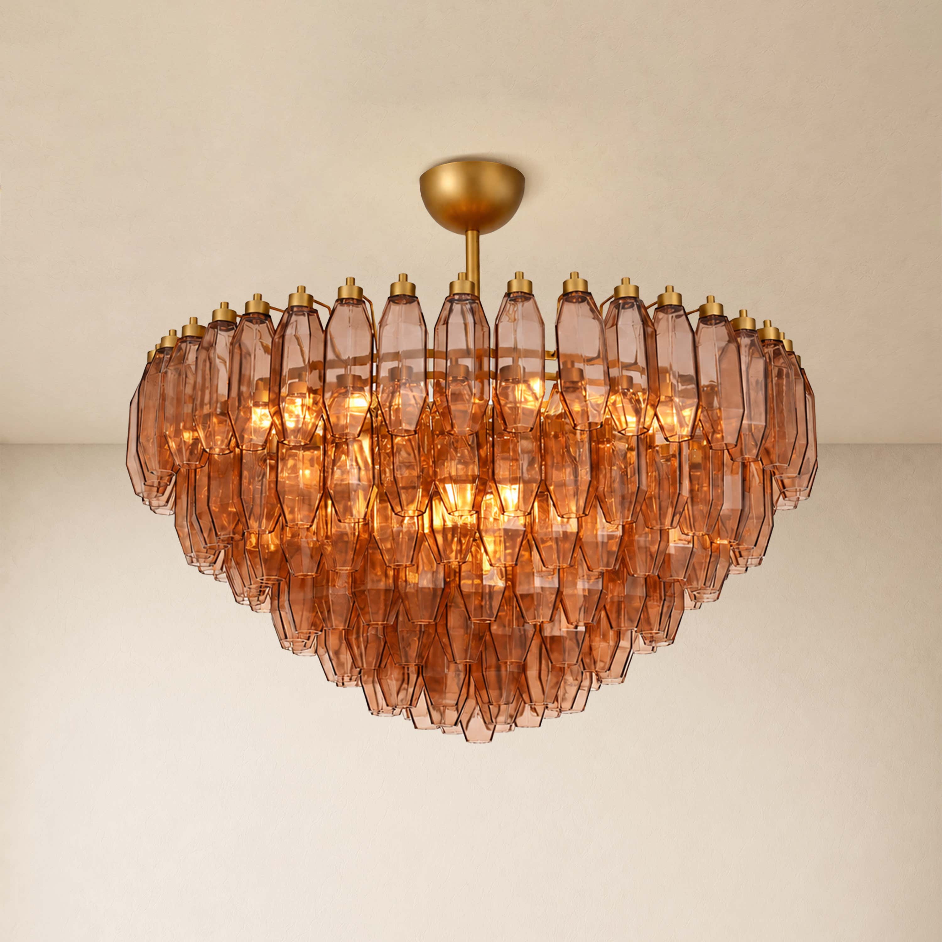 Aurembra Amber Glass Round Chandelier 35.4"D