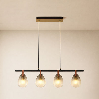 Veyra Shell Glass Leather Linear Chandelier 37"D