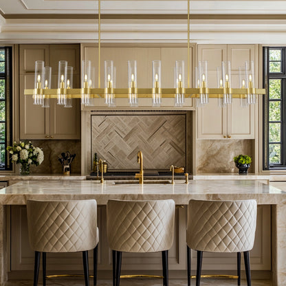 Cylora Glass Tube Rectangular Chandelier 173cm
