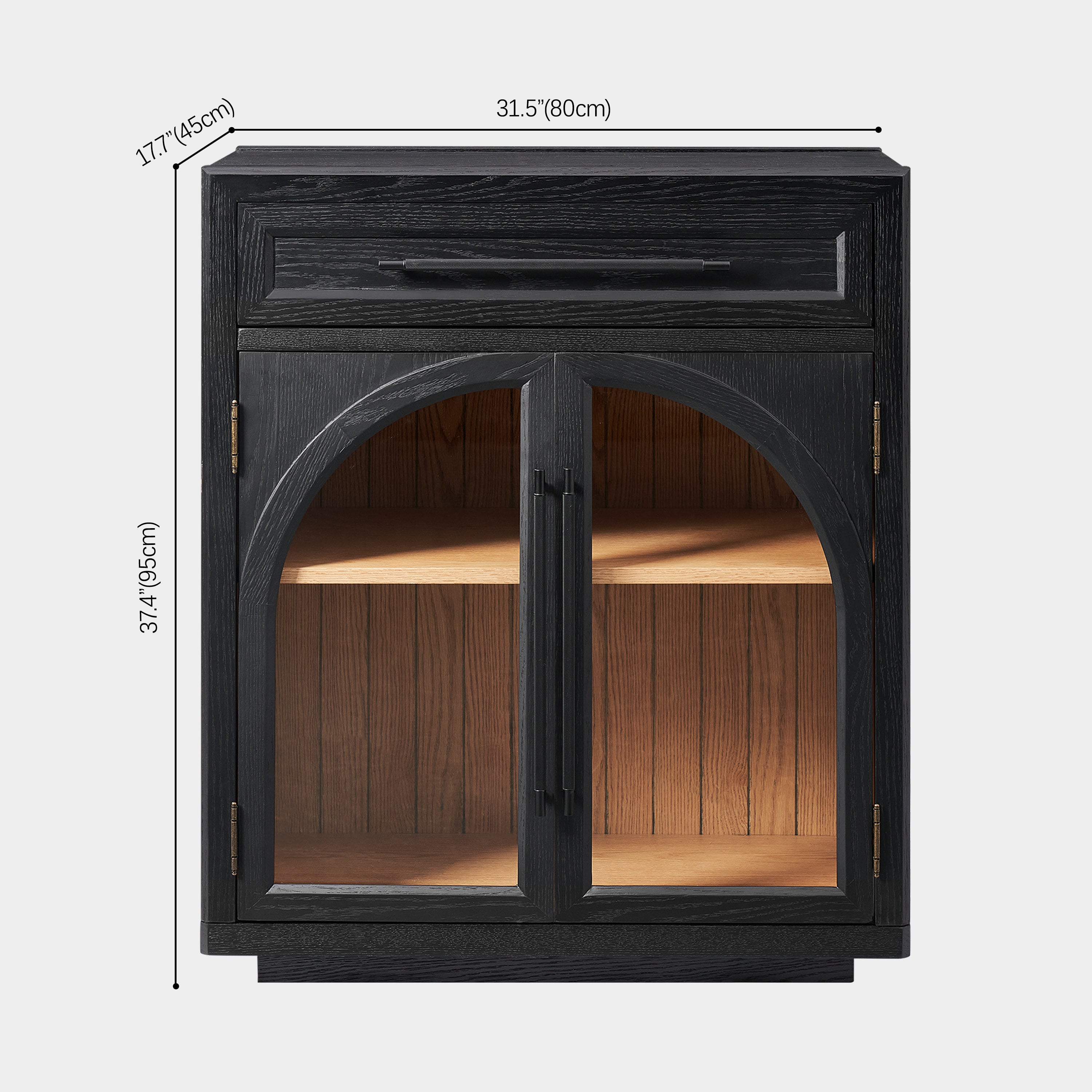 Alvar Arched 62.9" Oak Sideboard with Drawers(Set of 2)