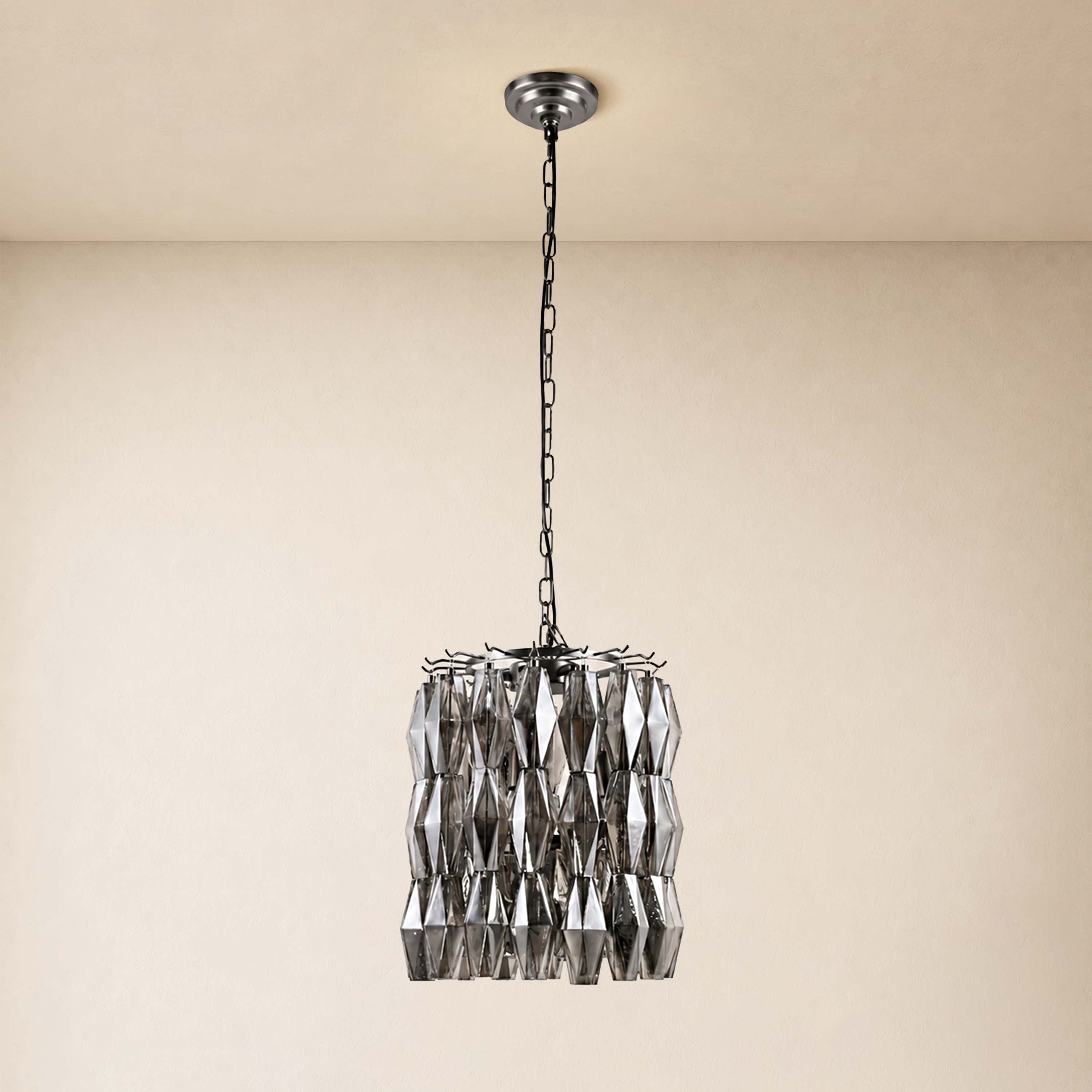 Celestial Drop Glass Cylinder Chandelier 15.7"D