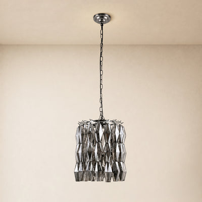 Celestial Drop Glass Cylinder Chandelier 15.7"D