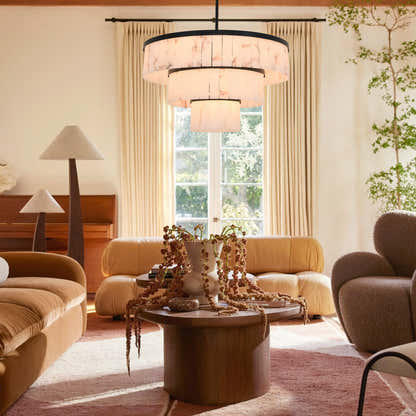 Solmare Alabaster Round Chandelier 34"