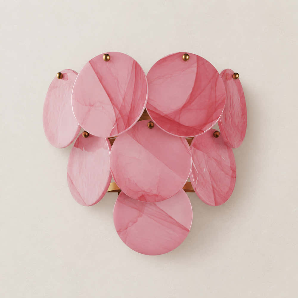 Auralis Pink Glass Disc Wall Sconce 15"W