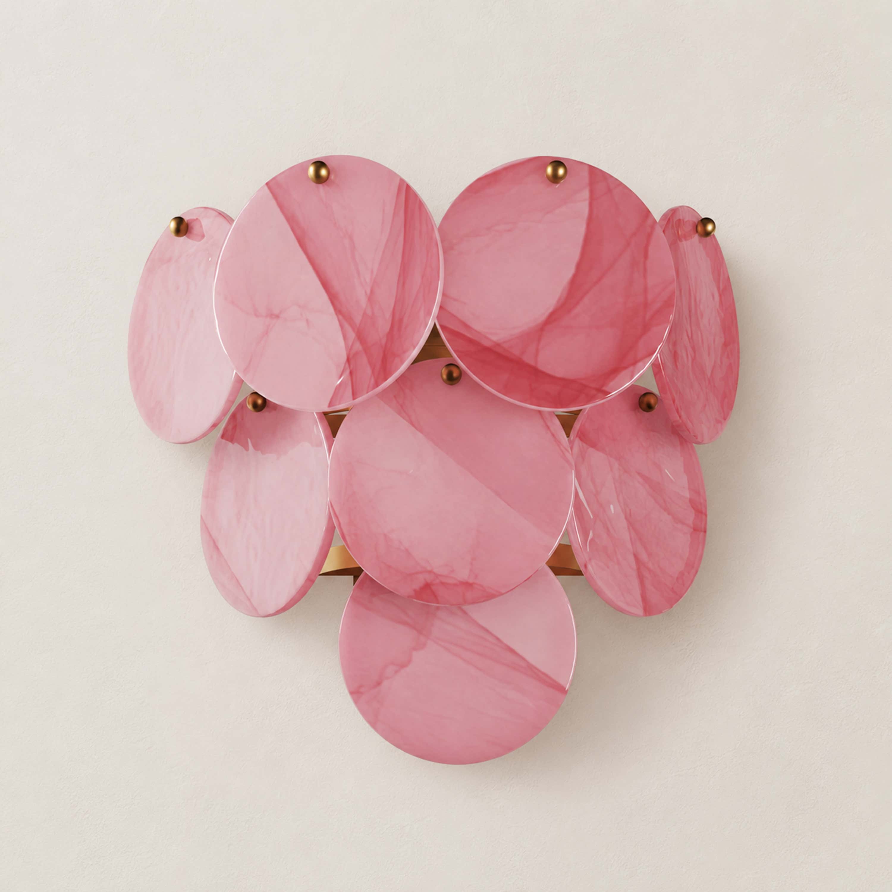 Auralis Pink Glass Disc Wall Sconce 15"W