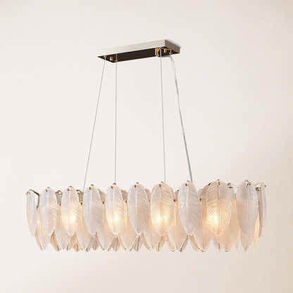 Avelis Glass Feather Linear Chandelier 80cm W