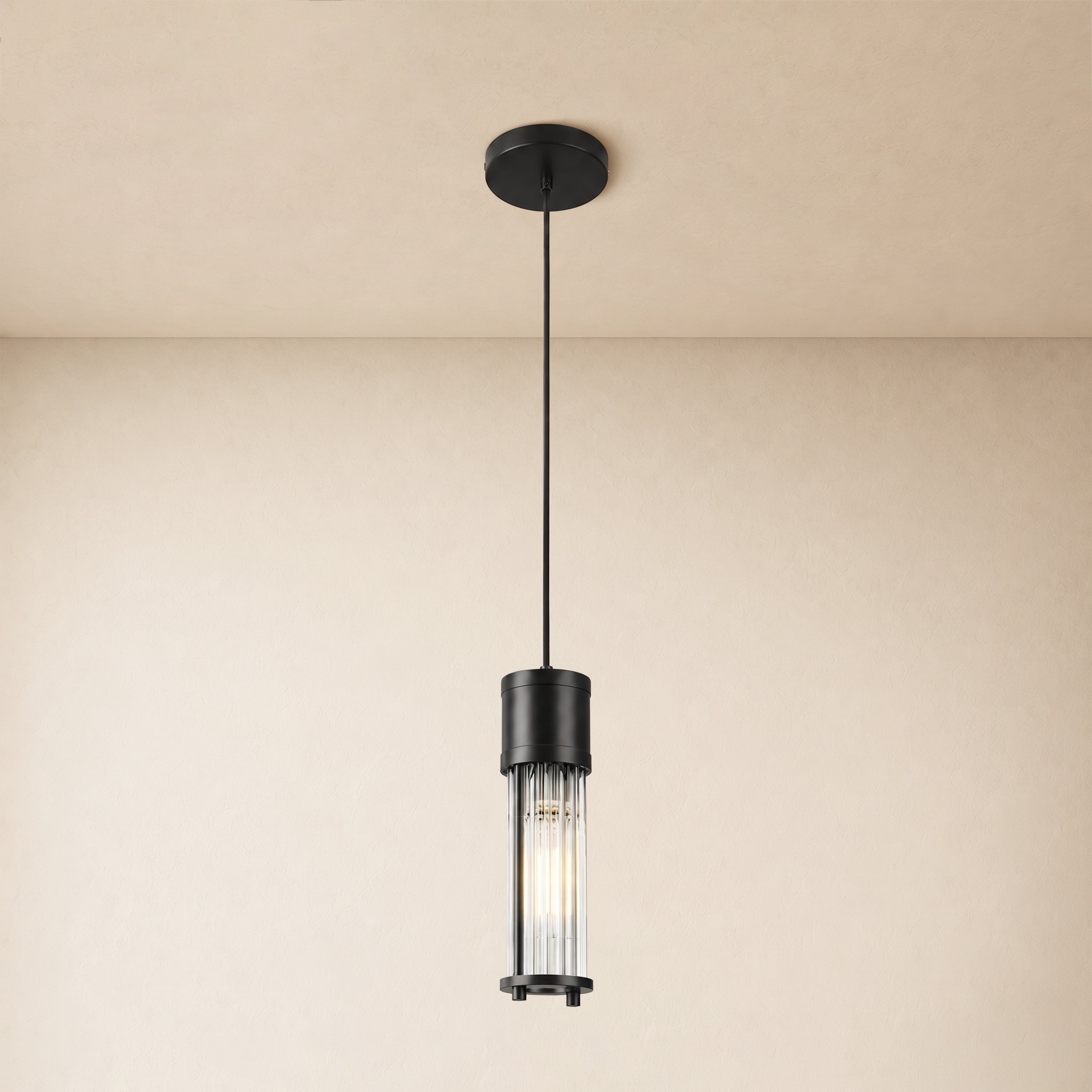 Briar Ribbed Glass Cylinder Pendant 11