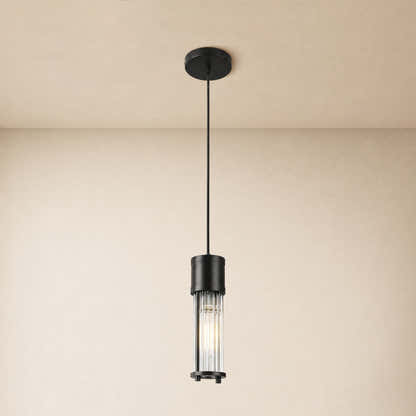 Briar Ribbed Glass Cylinder Pendant 11"H