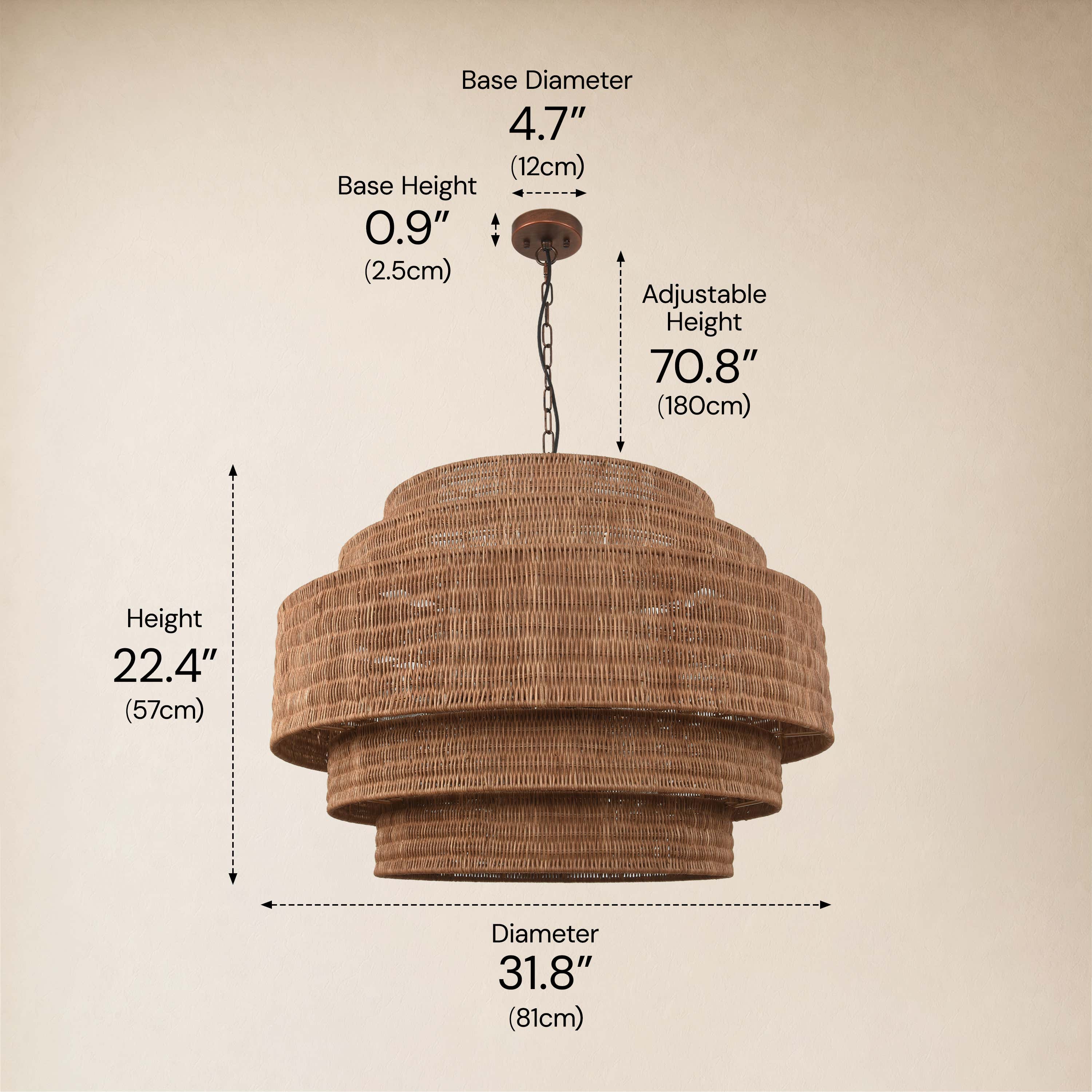 Cavana Rattan Round Chandelier 32"D