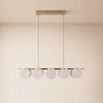 Pietra White Marble Disc Linear Chandelier 47.2"W