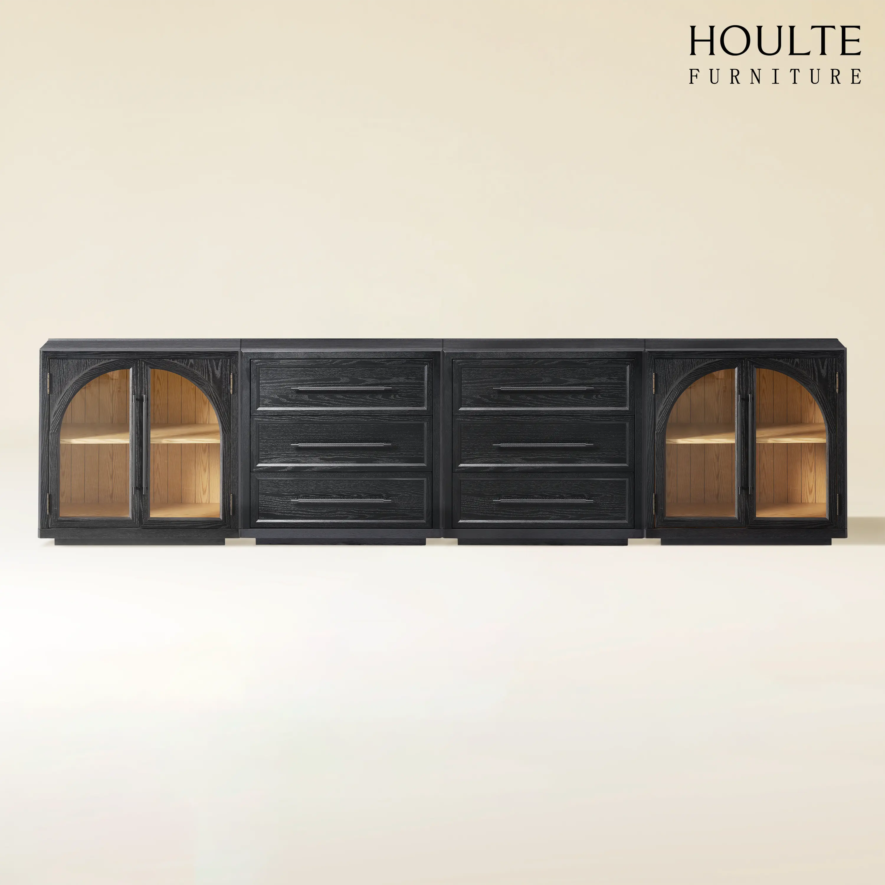 Alvar Arched 128″ Oak Modular Media Console(Set of 4)