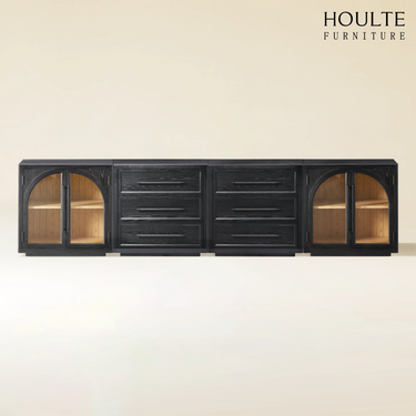 Alvar Arched 126″ Oak Modular Media Console(Set of 4)