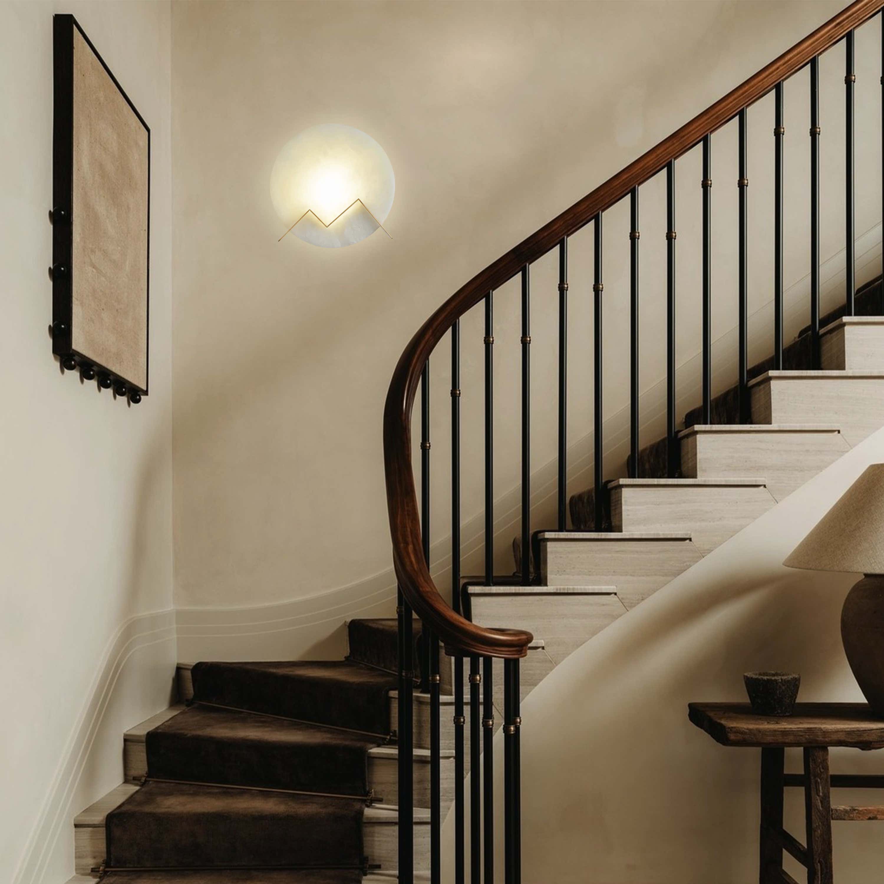 M Letter Alabaster Dish Wall Sconce 20cm D