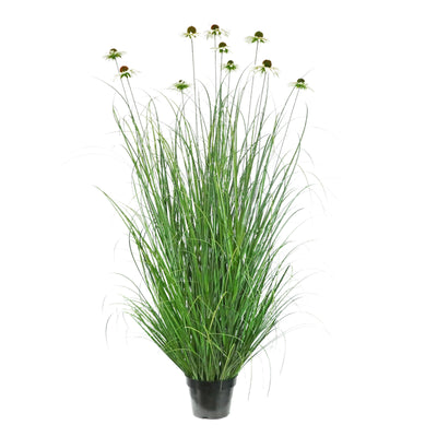 Artificial 10-Head Chrysanthemum with Curved Onion Grass Bonsai 170cm H
