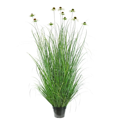 Artificial 10-Head Chrysanthemum with Curved Onion Grass Bonsai 170cm H