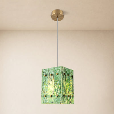 Pietra Green Marble Box Pendant 6.6"W