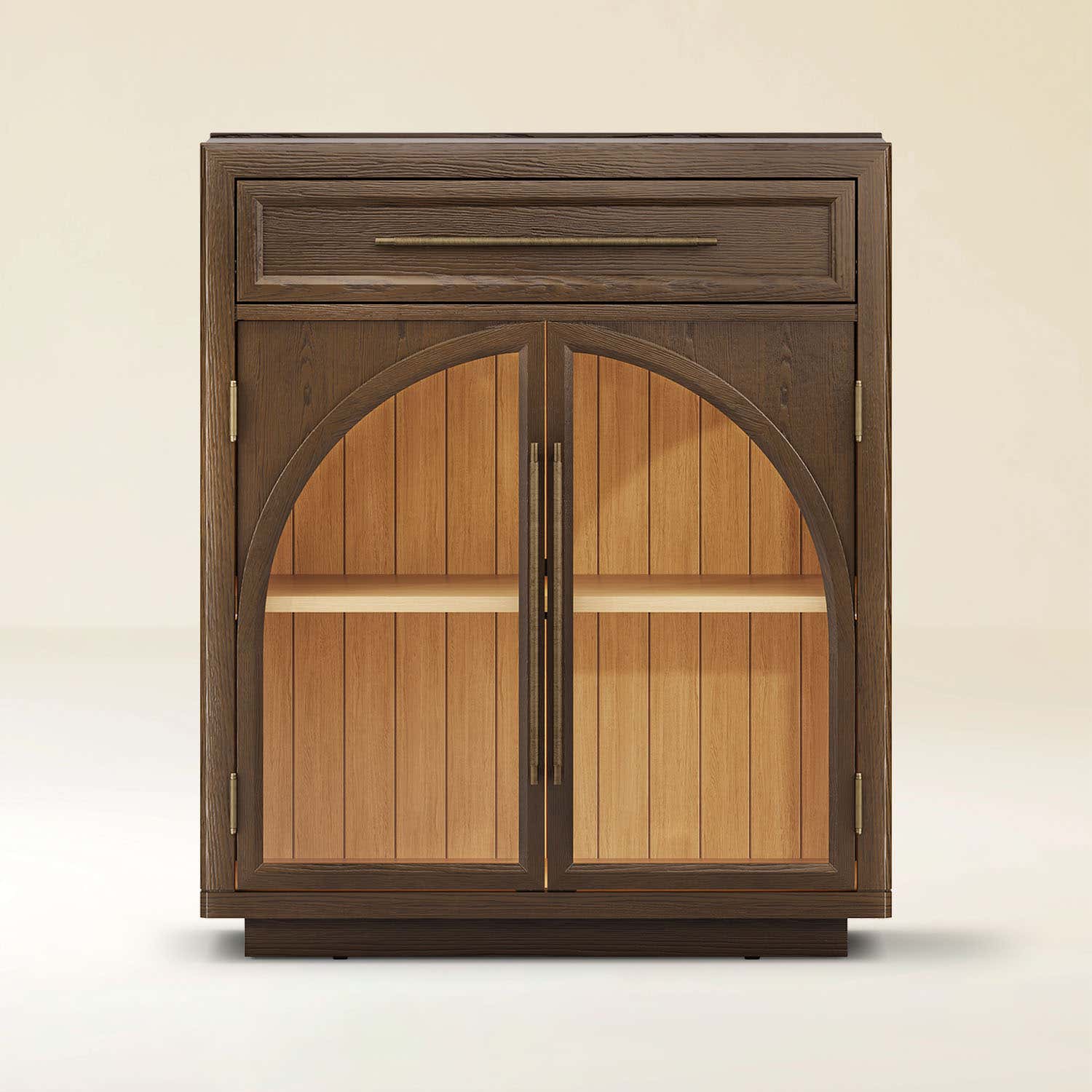 Alvar Arched 32" Oak Storage Cabinet with Drawers