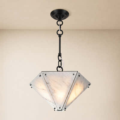Pietra White Marble Hexagonal Lantern Pendant 15.7"D