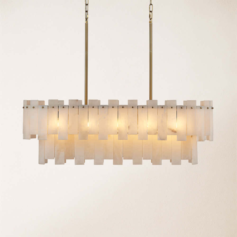 Nivislight Alabaster 2-Tier Rectangular Chandelier 101cm D