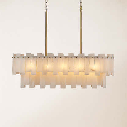 Nivislight Alabaster 2-Tier Rectangular Chandelier 101cm D