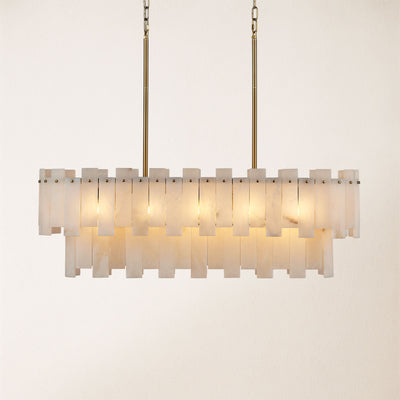 Nivislight Alabaster 2-Tier Rectangular Chandelier 101cm D