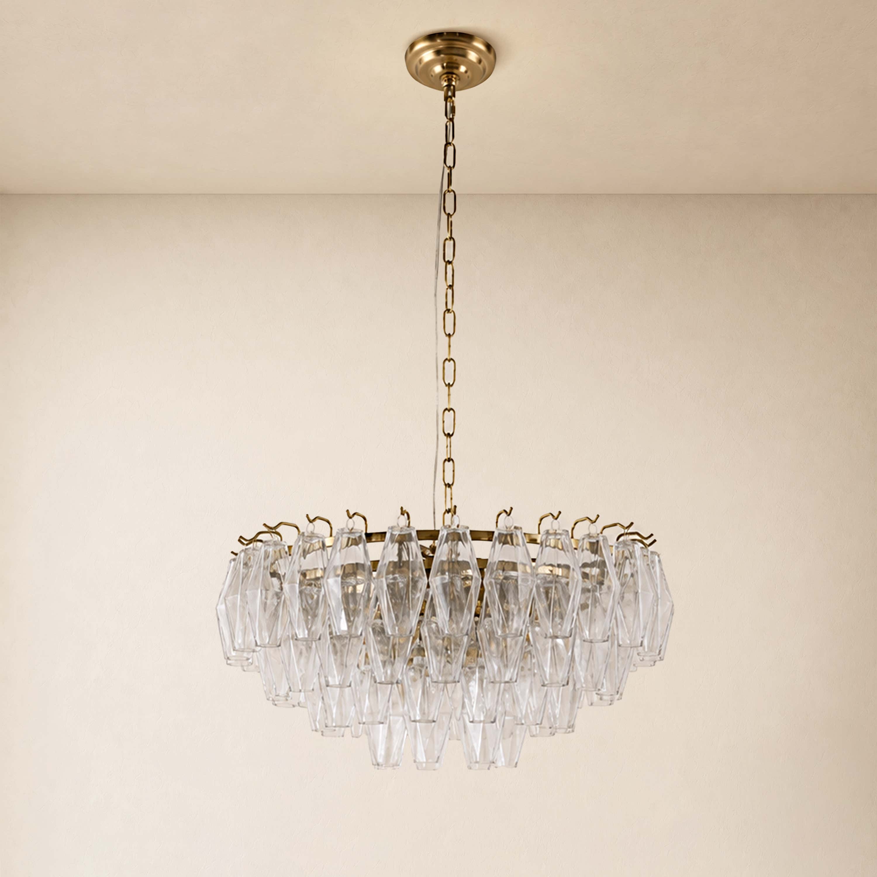 Celestial Drop Glass Round Chandelier 11.8"D