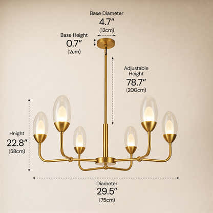 Cressa Oval Glass Round Chandelier 30"D